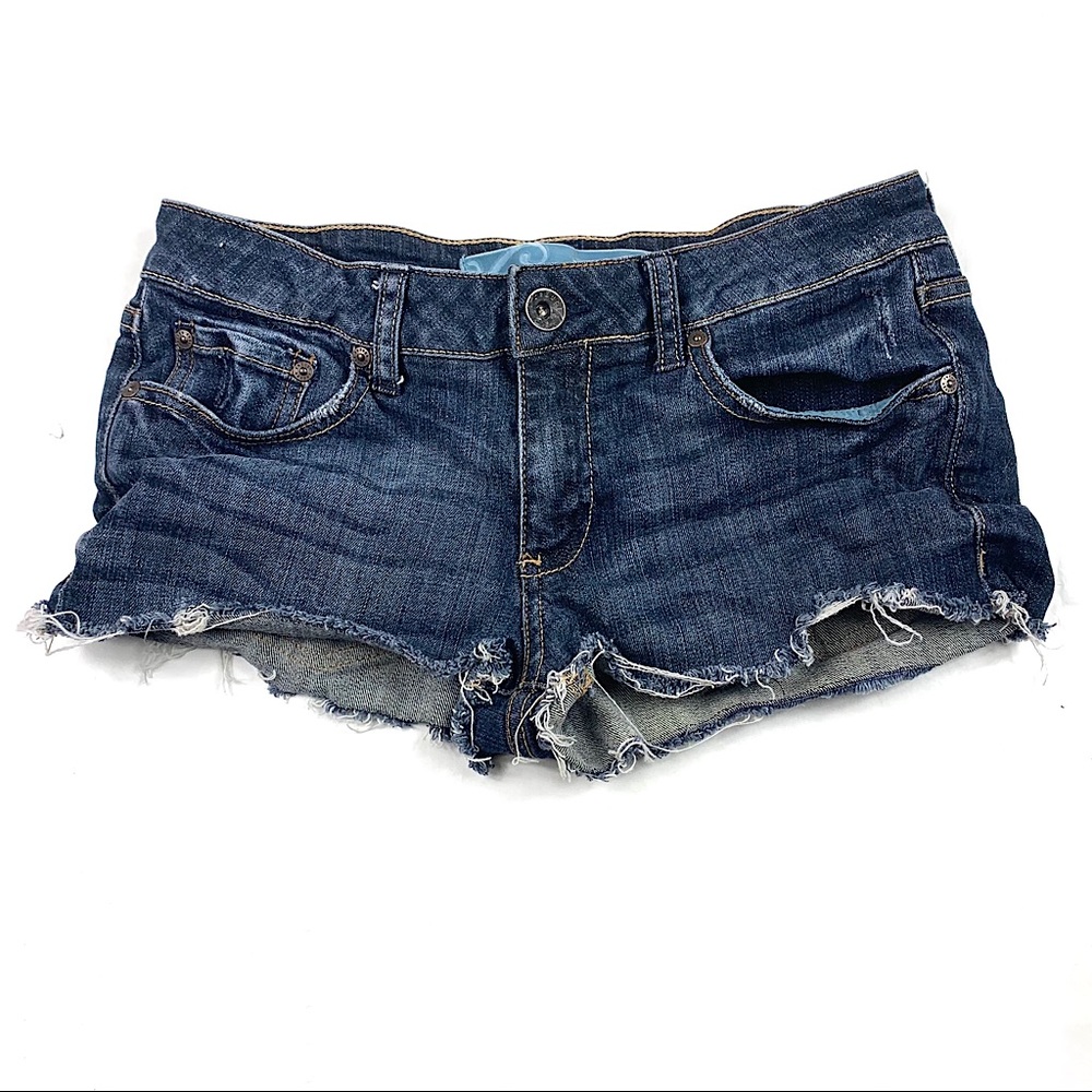 refuge Short Jean Stretch Shorts Frayed Low Rise, 5 Juniors